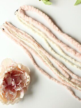 Pink White Merino Wool Clip In Dreadlocks Extensions Handmade Miss Violet Lace